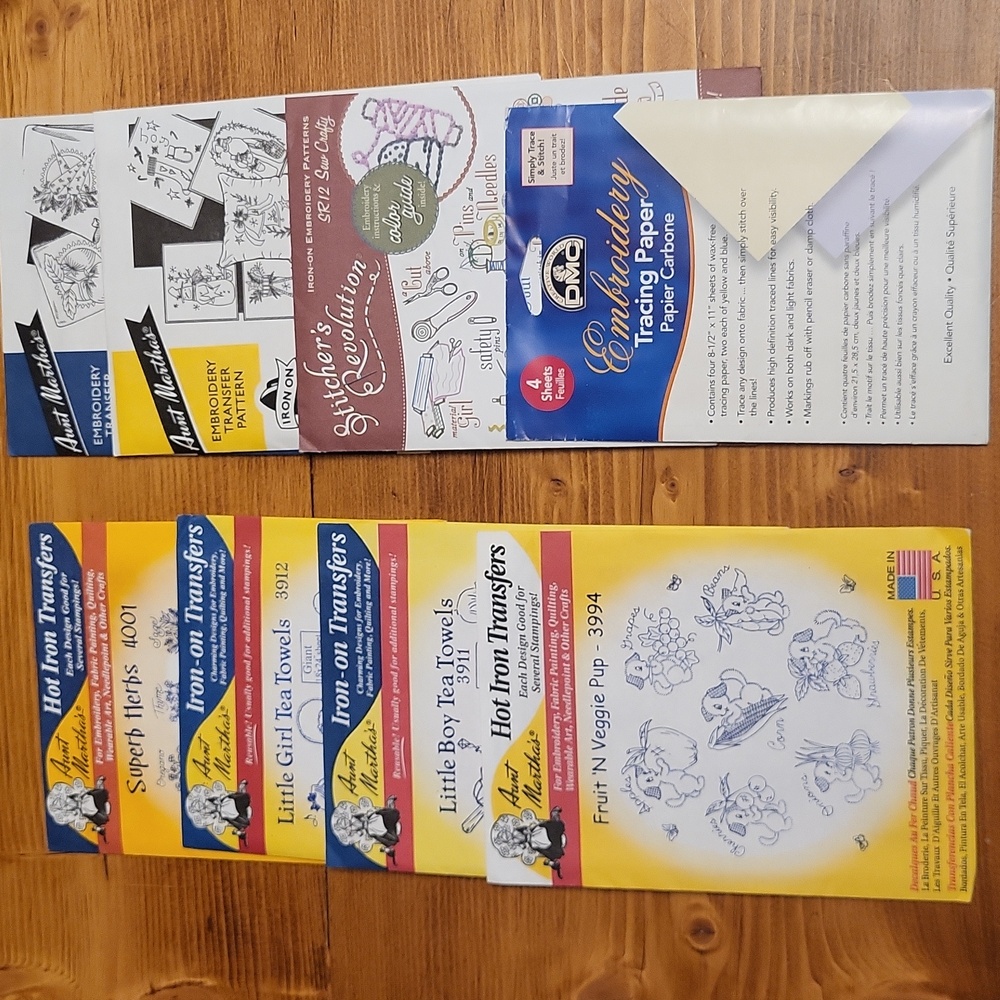 Aunt Martha's iron on transfer embroidery pattern bundle